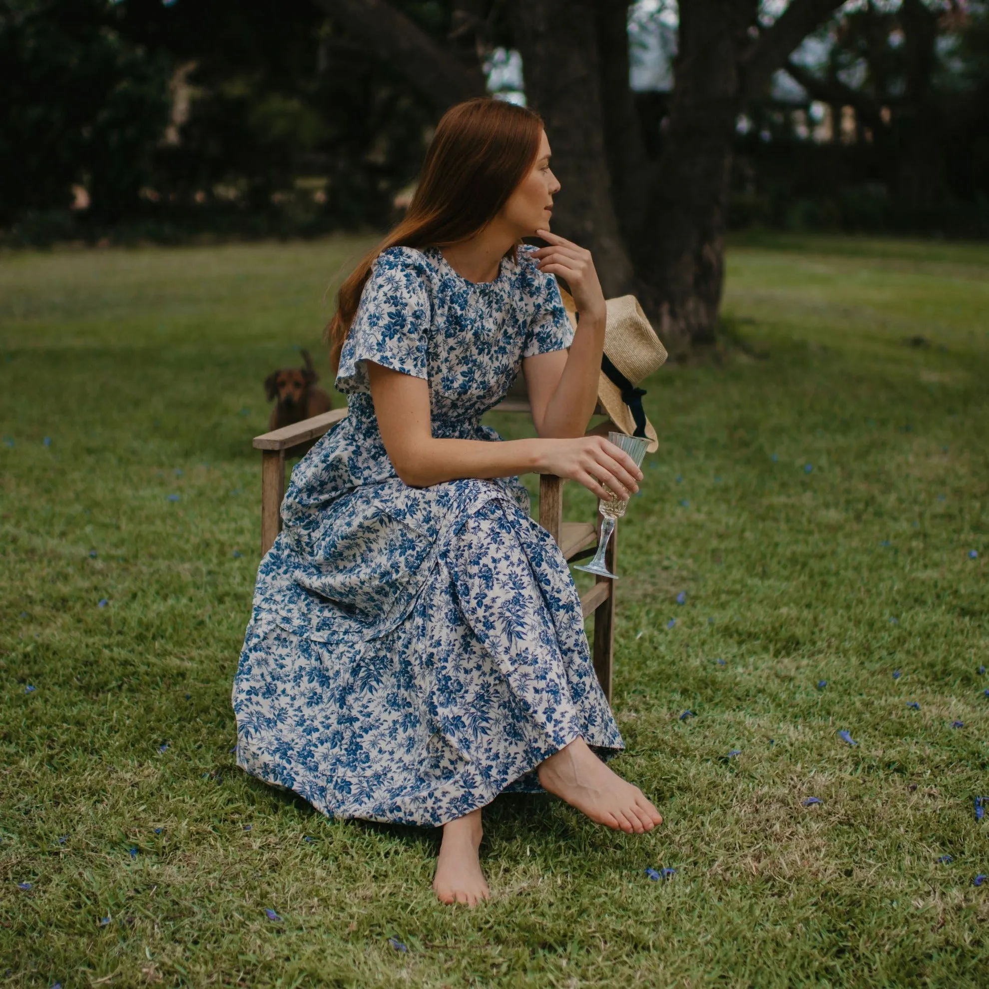 Blue Floral Maxi Dress 100% Cotton