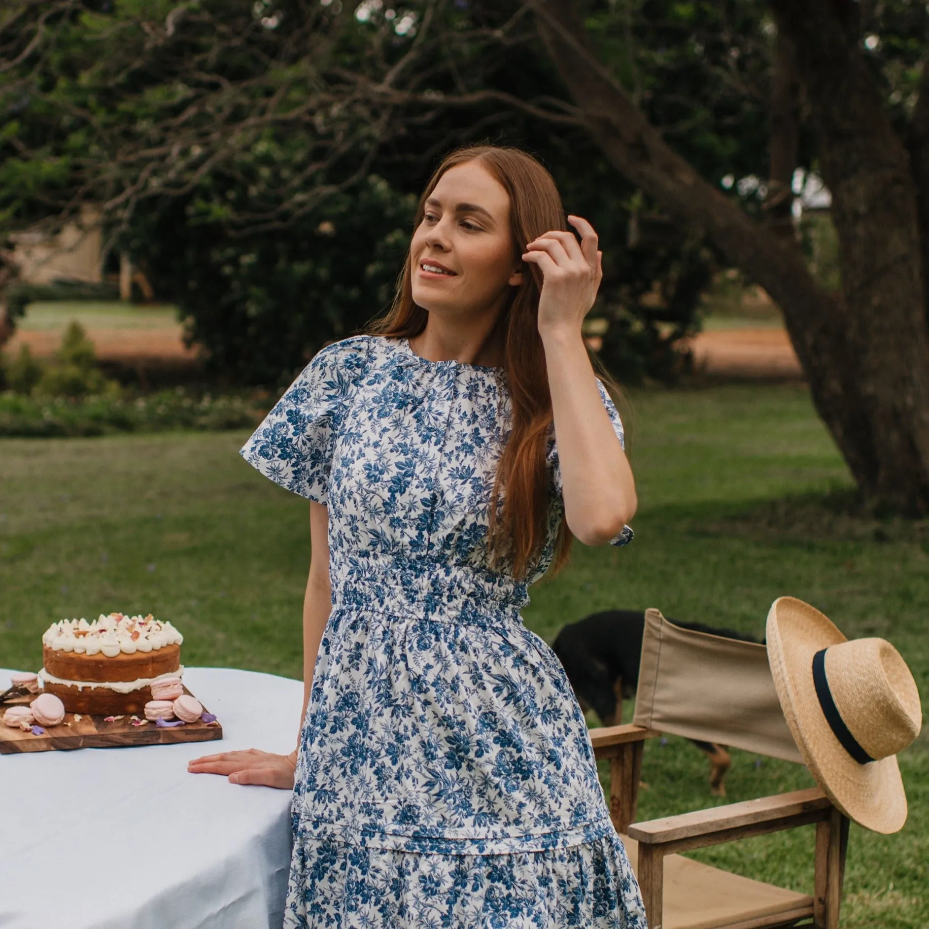 Blue Floral Maxi Dress 100% Cotton