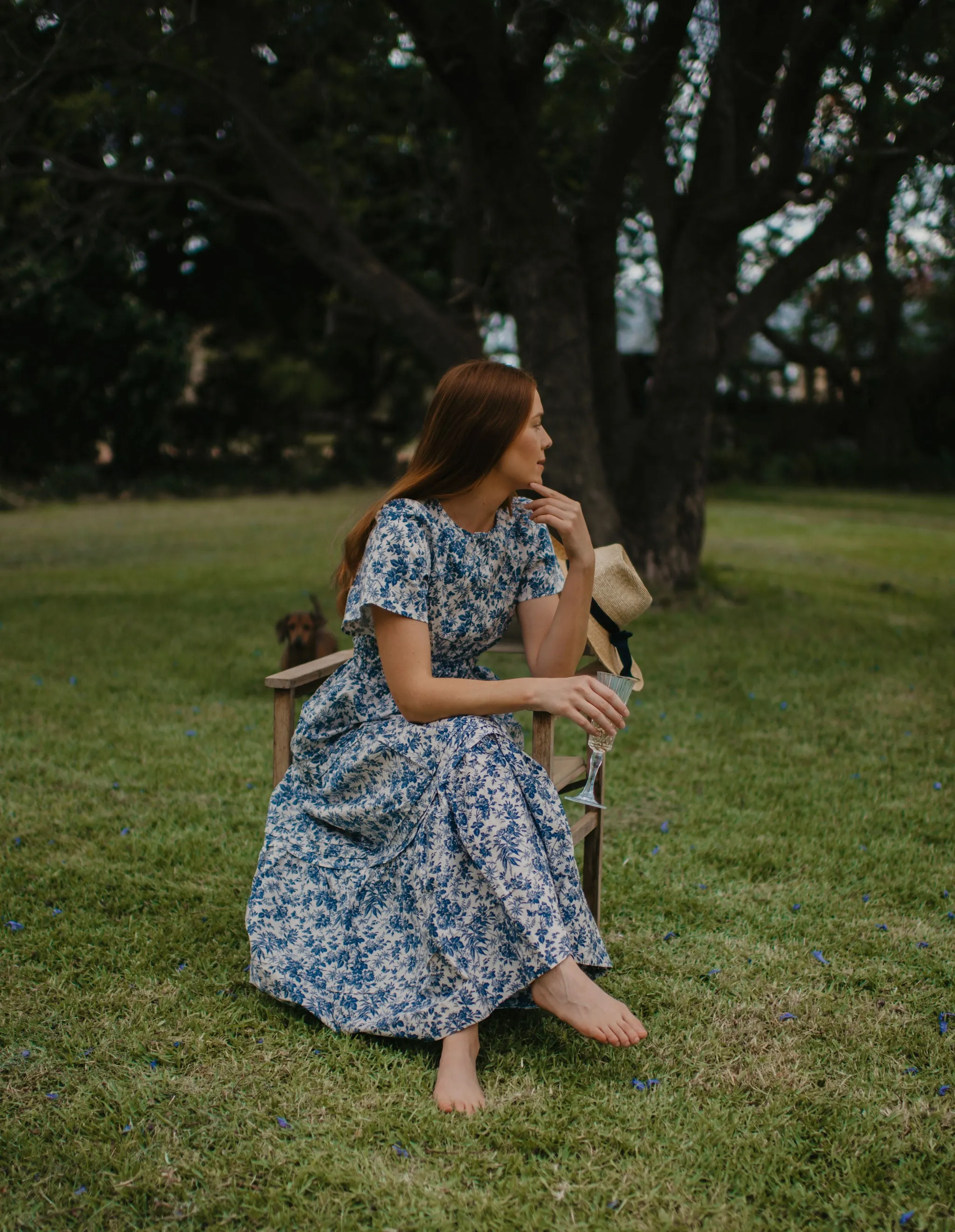 Blue Floral Maxi Dress 100% Cotton