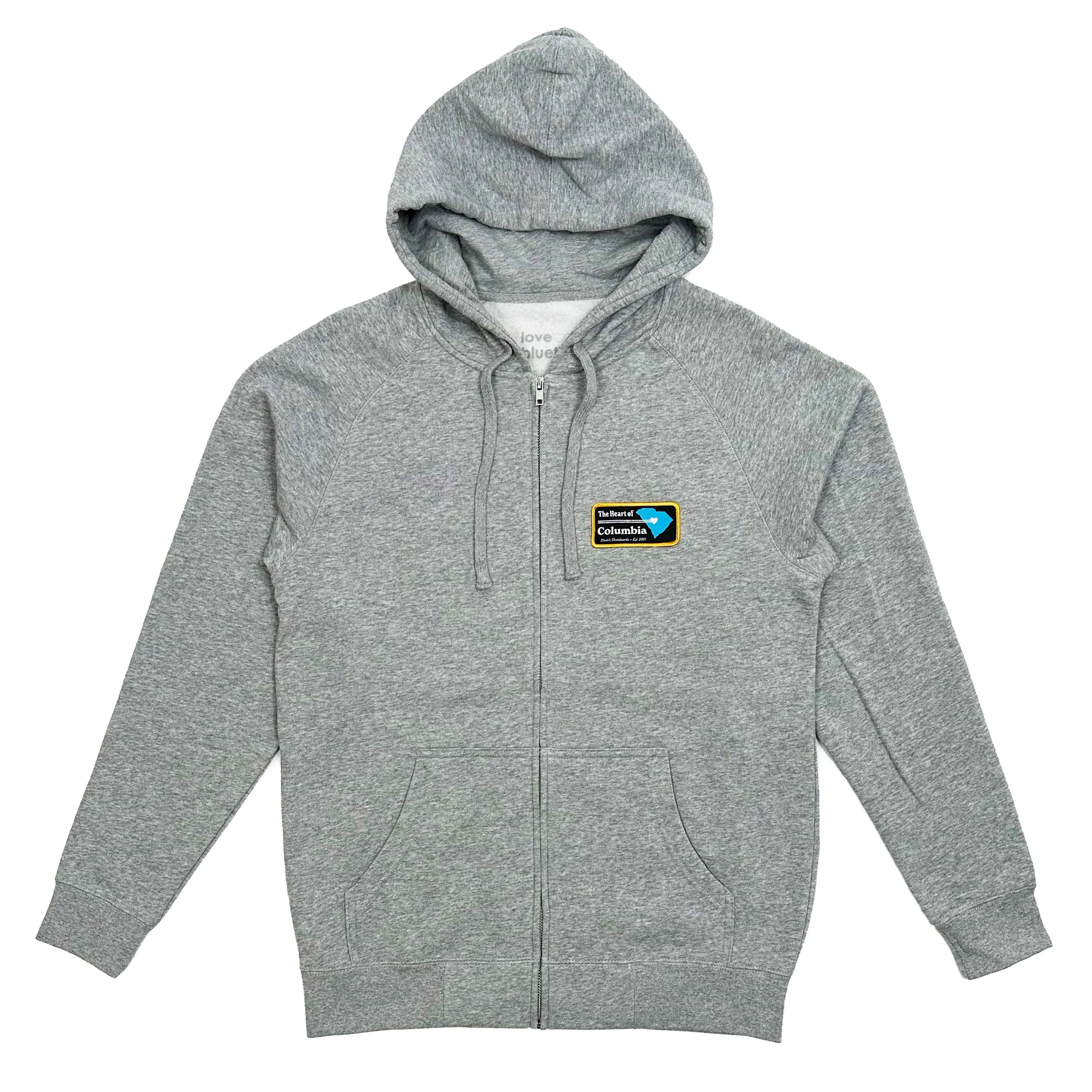 BLUETILE HEART OF COLUMBIA PATCH ZIP HOODIE GREY