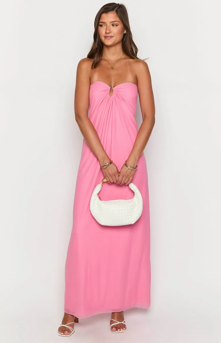 Brynner Pink Strapless Maxi Dress