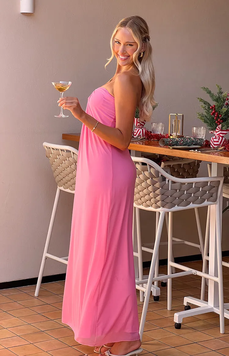 Brynner Pink Strapless Maxi Dress