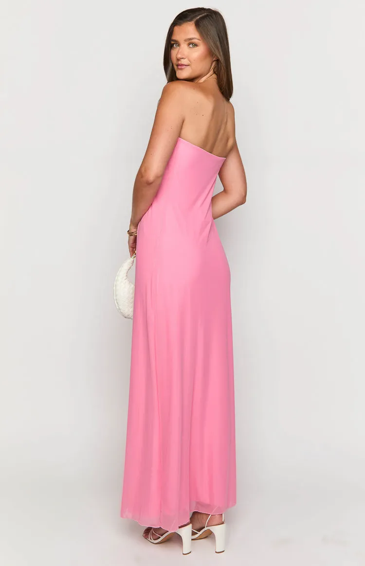 Brynner Pink Strapless Maxi Dress