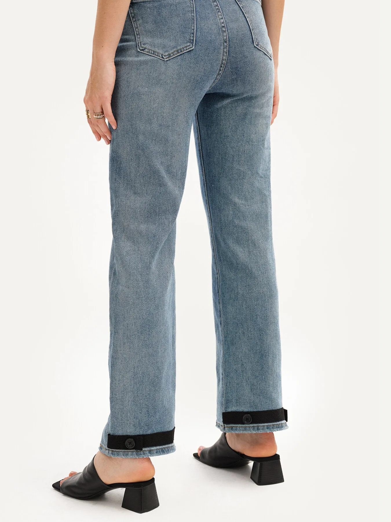 Casual Plain Washed Wide Leg Jeans