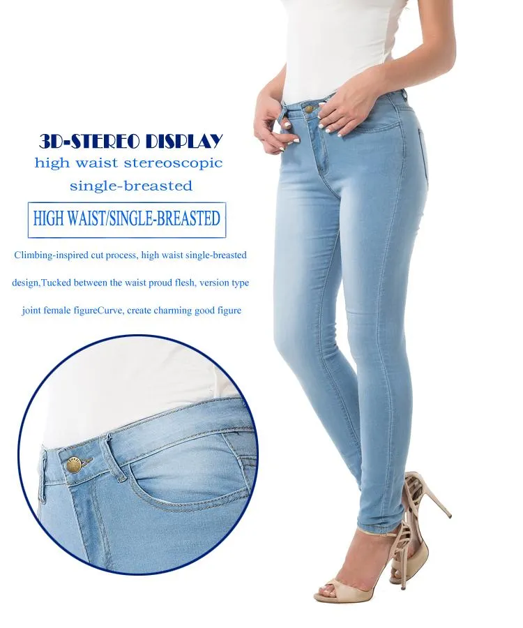 casual solid color high waist trousers jeans