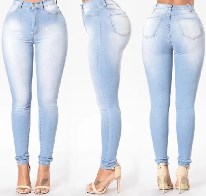 casual solid color high waist trousers jeans