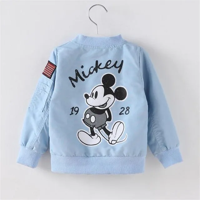 Casual Windproof Kids' Mickey Pattern Denim Jackets