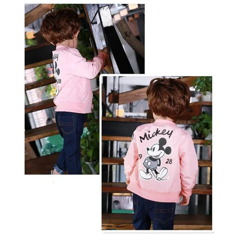 Casual Windproof Kids' Mickey Pattern Denim Jackets