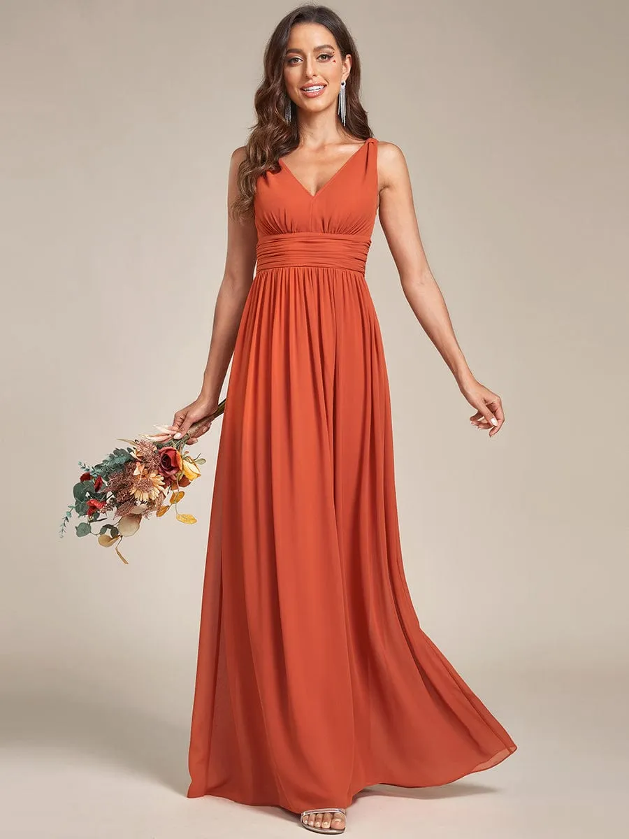 Chiffon Empire Waist Sleeveless Pleated Bridesmaid Dress