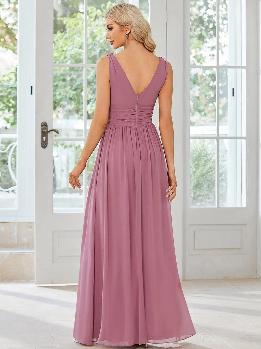 Chiffon Empire Waist Sleeveless Pleated Bridesmaid Dress