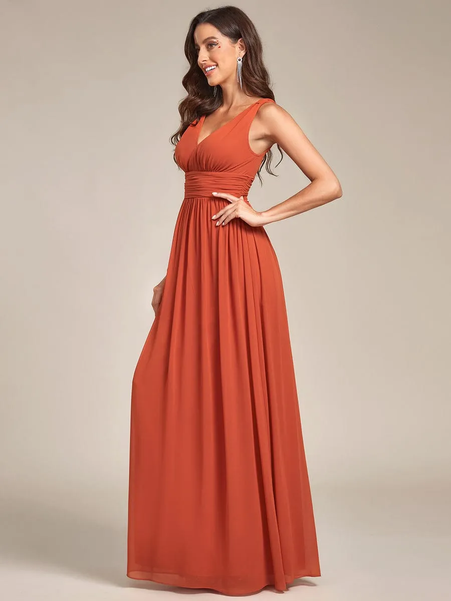 Chiffon Empire Waist Sleeveless Pleated Bridesmaid Dress