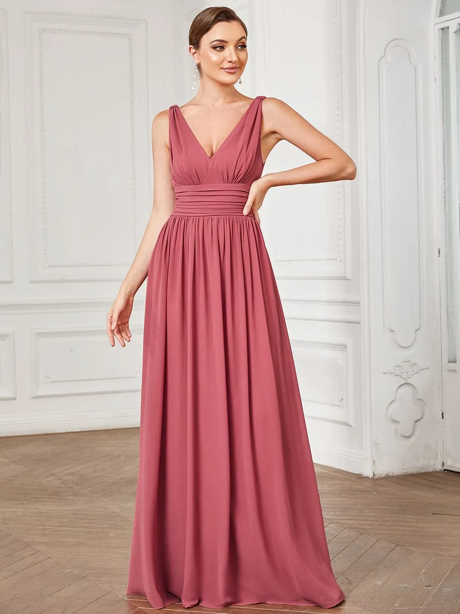 Chiffon Empire Waist Sleeveless Pleated Bridesmaid Dress