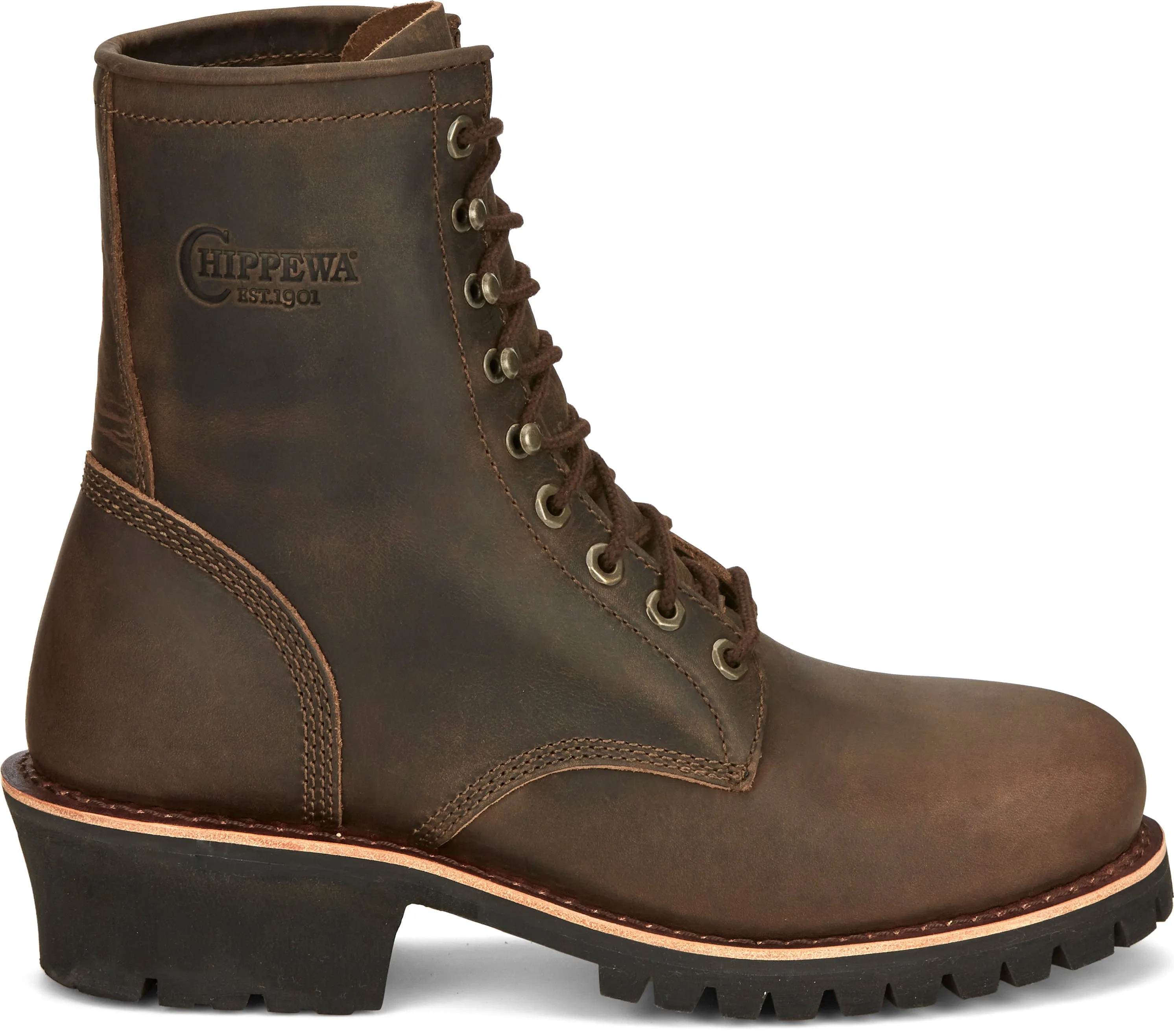 Chippewa Men's Brown Steel Toe Lace Up Logger Work Boots NC2091