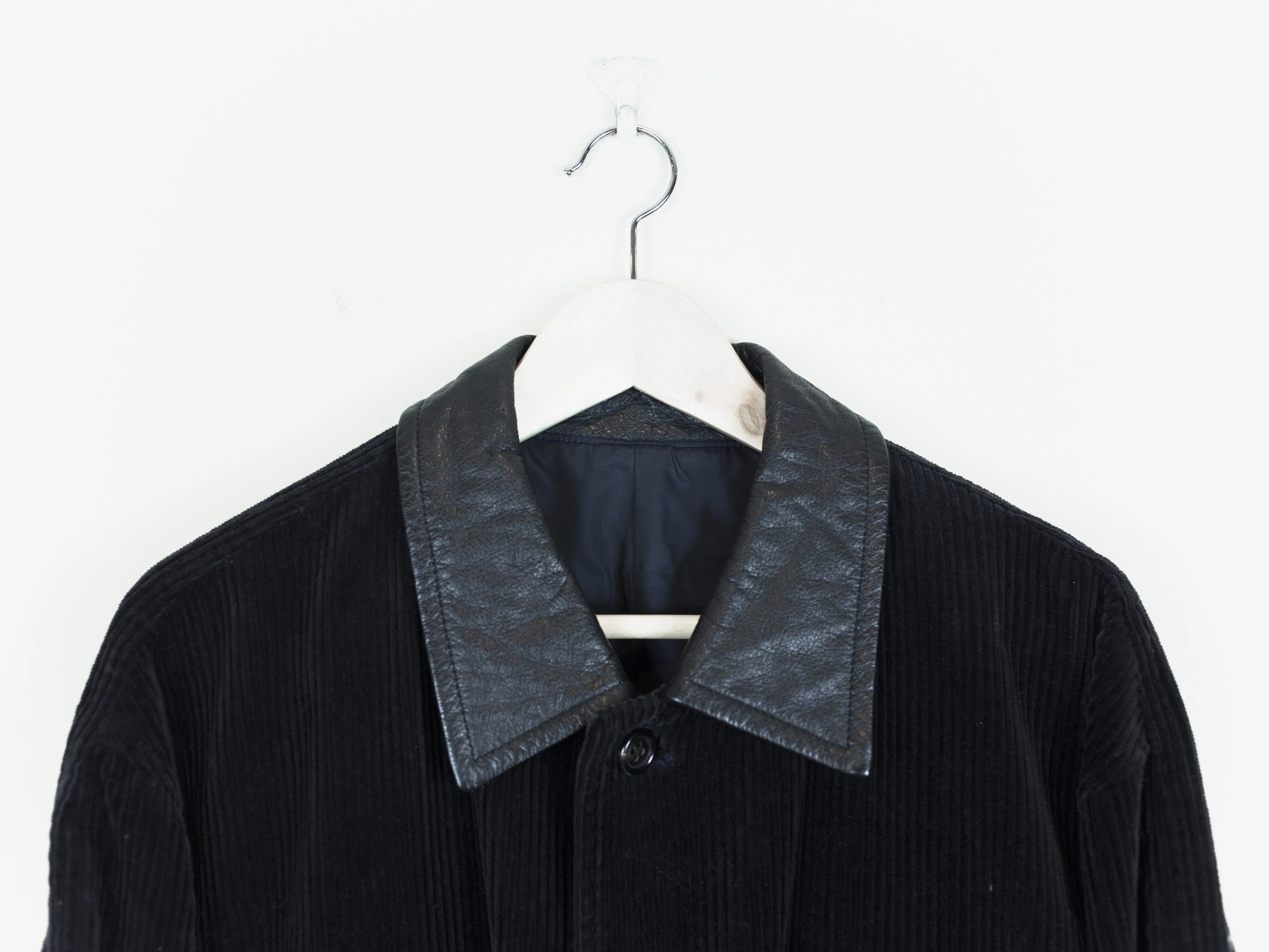 Comme des Garçons Homme 1990 Corduroy Leather-Collar Mac