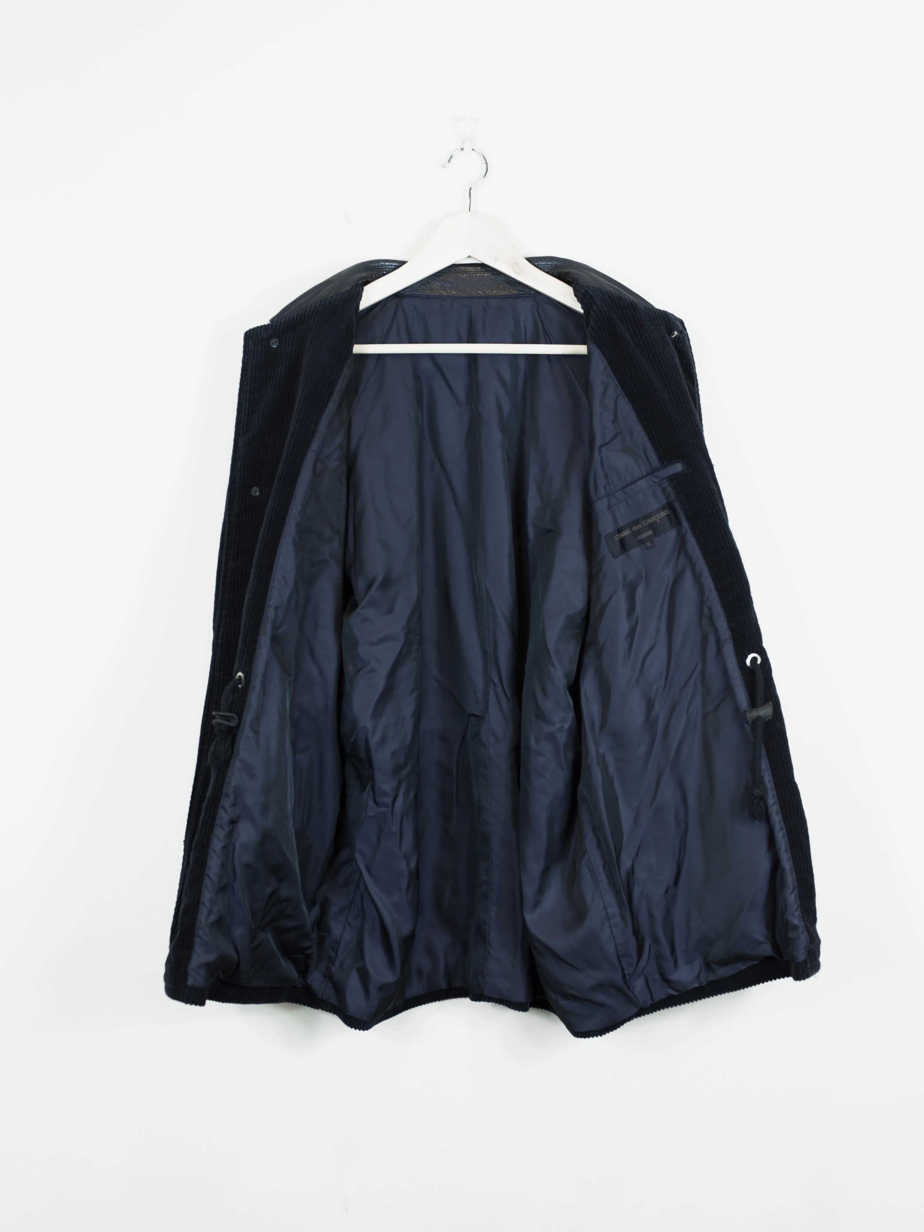 Comme des Garçons Homme 1990 Corduroy Leather-Collar Mac