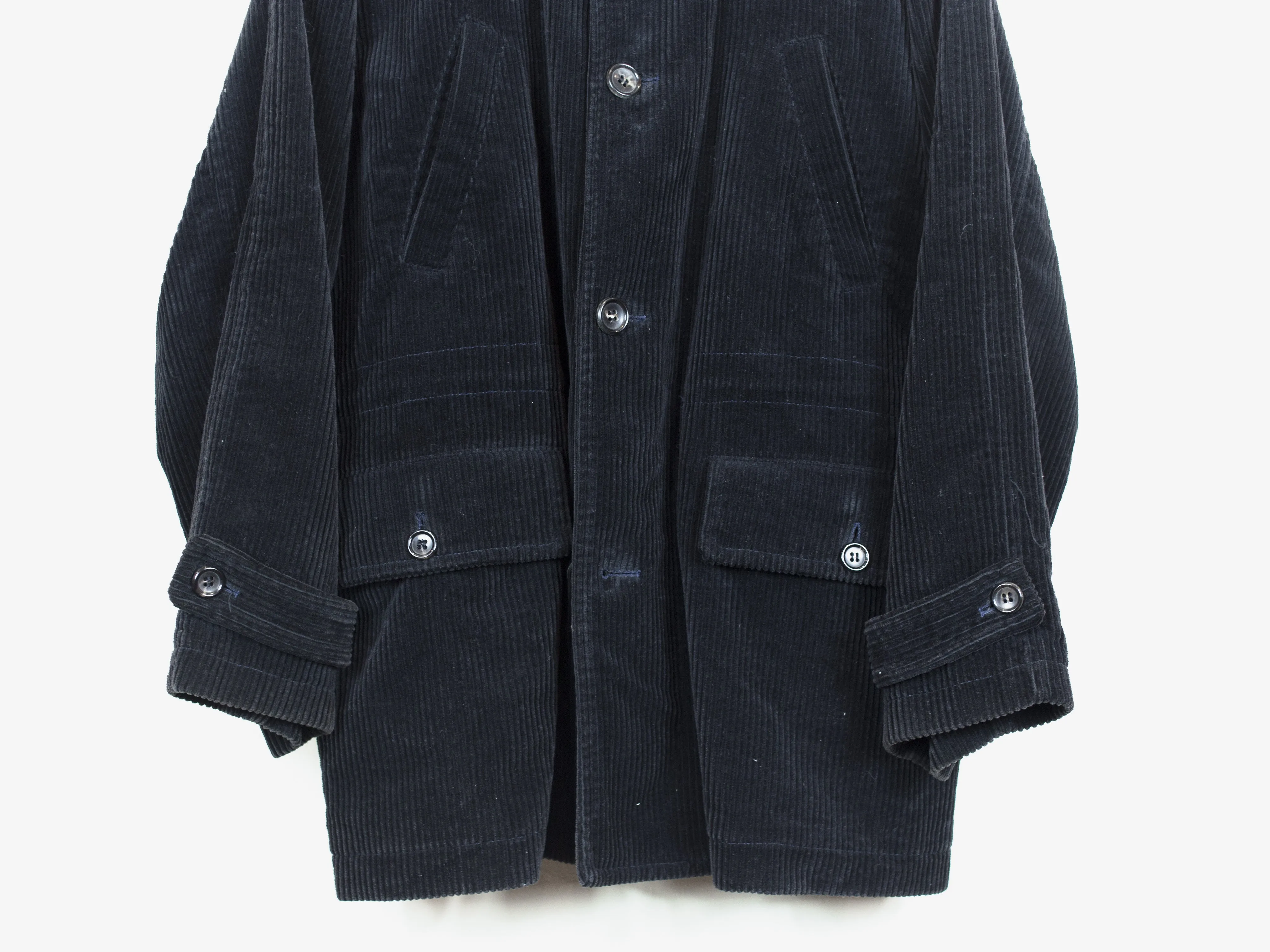 Comme des Garçons Homme 1990 Corduroy Leather-Collar Mac