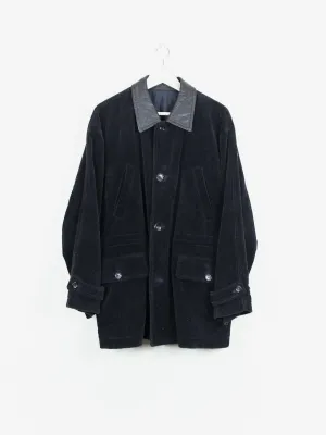 Comme des Garçons Homme 1990 Corduroy Leather-Collar Mac