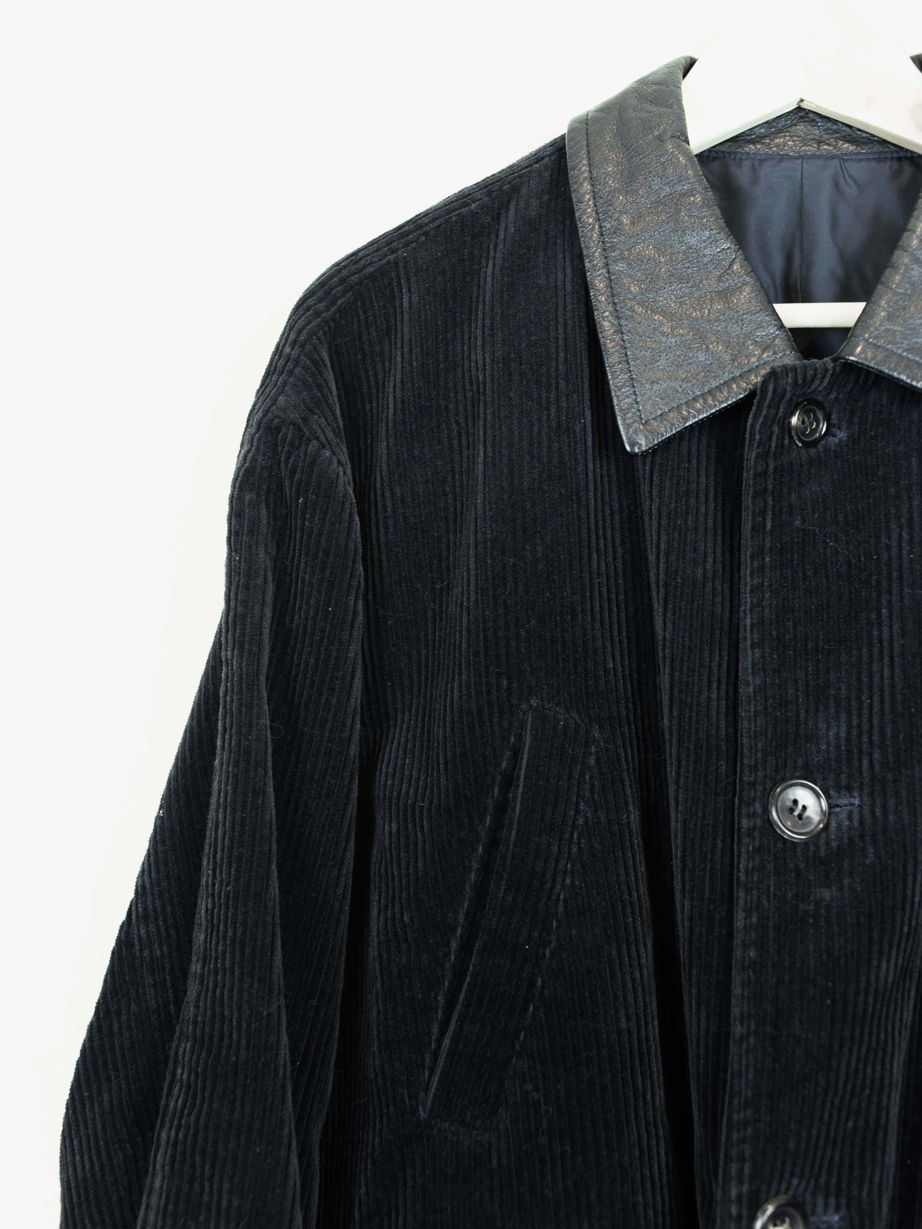 Comme des Garçons Homme 1990 Corduroy Leather-Collar Mac