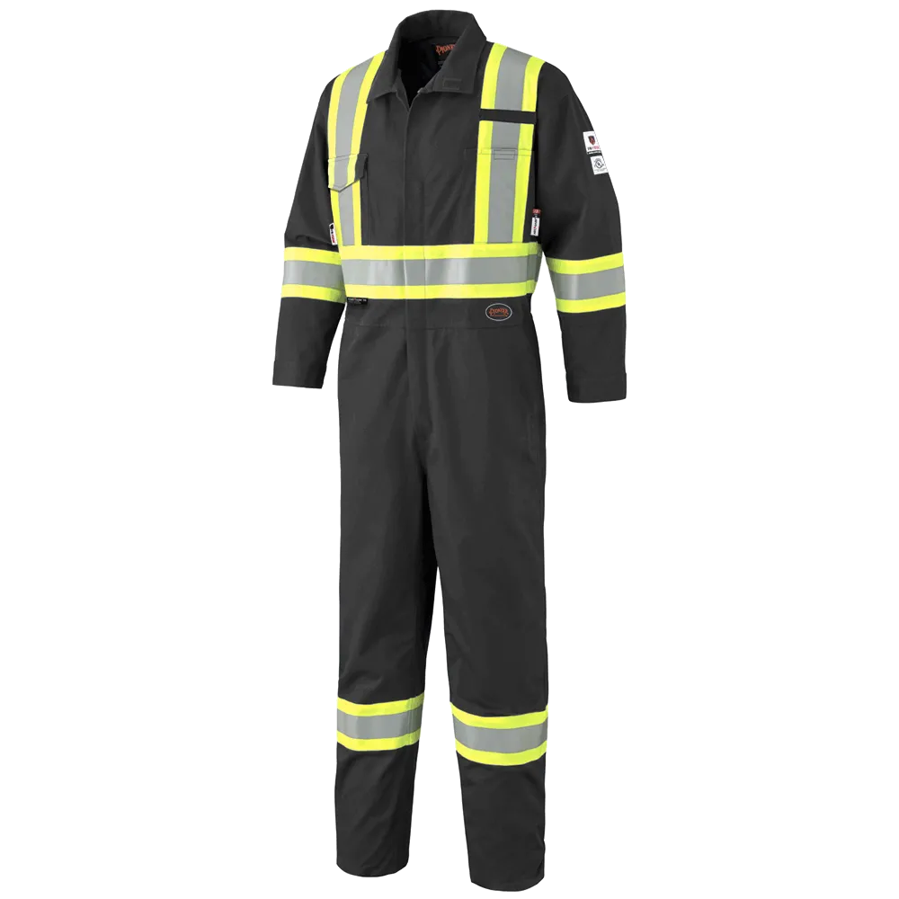 Coveralls - Pioneer FR-Tech® FR/ARC Rated 88/12 Cotton/Nylon 7oz Black Safety Coveralls 7702BK / 7702BKT