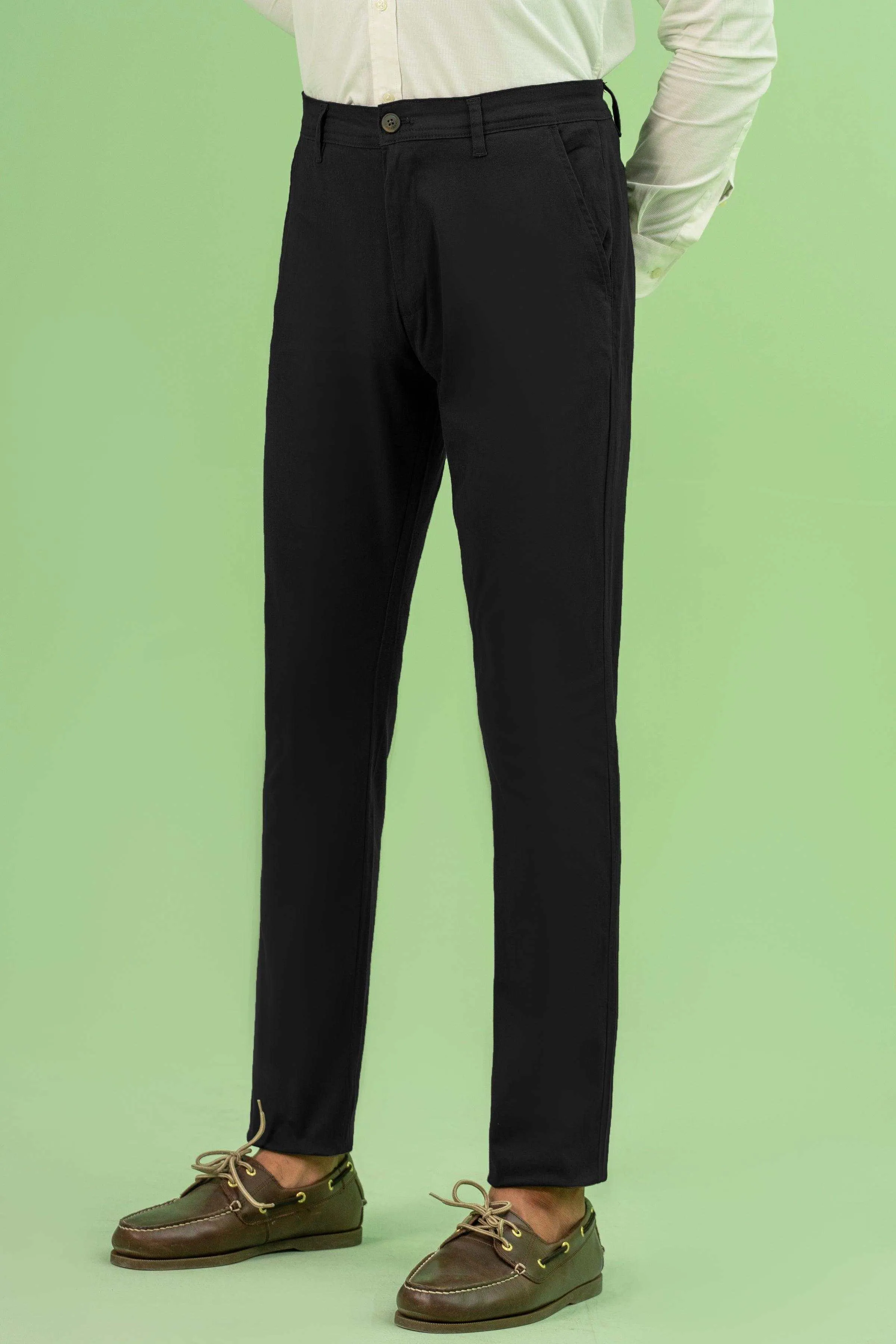 CROSS POCKET SATAIN SLIM FIT PANT BLACK