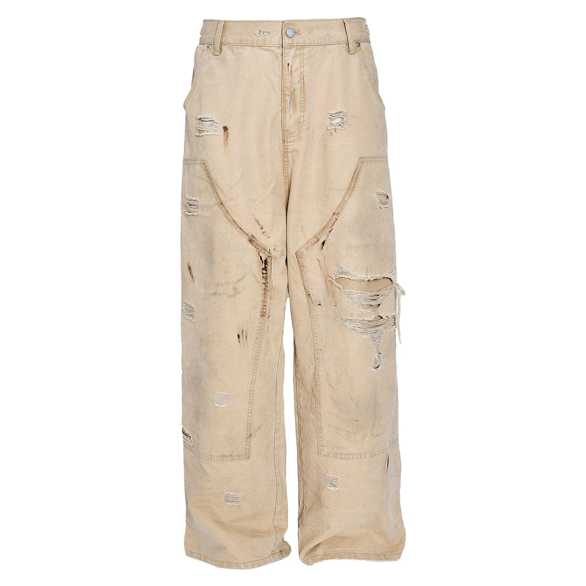 Distressed Double-Knee Pants