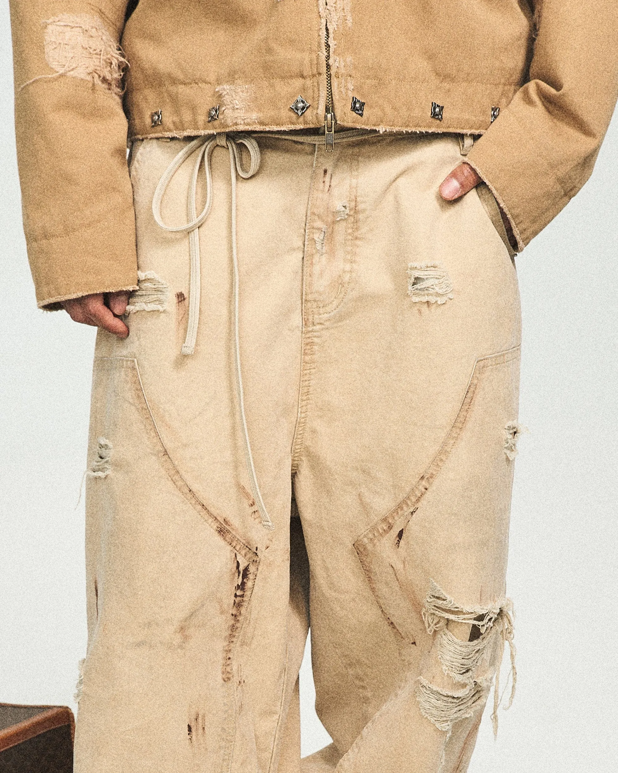 Distressed Double-Knee Pants