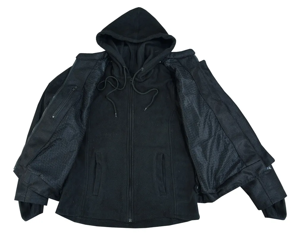 DS867 Women's  Mesh 3-in-1 Riding Jacket (Black/Black Tone Reflective)