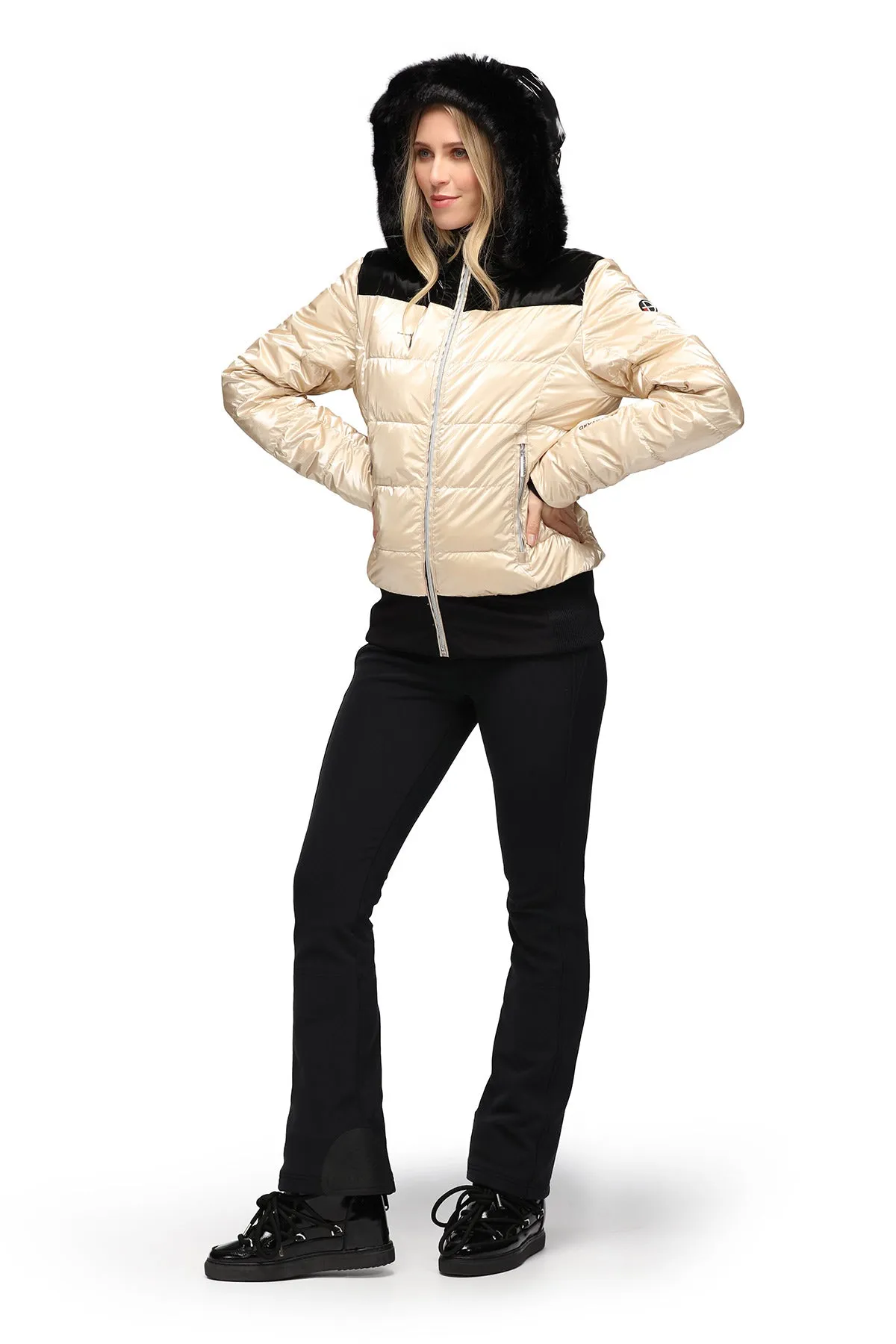 Duvillard Candice Gold Ski Jacket with Faux Fur Trim