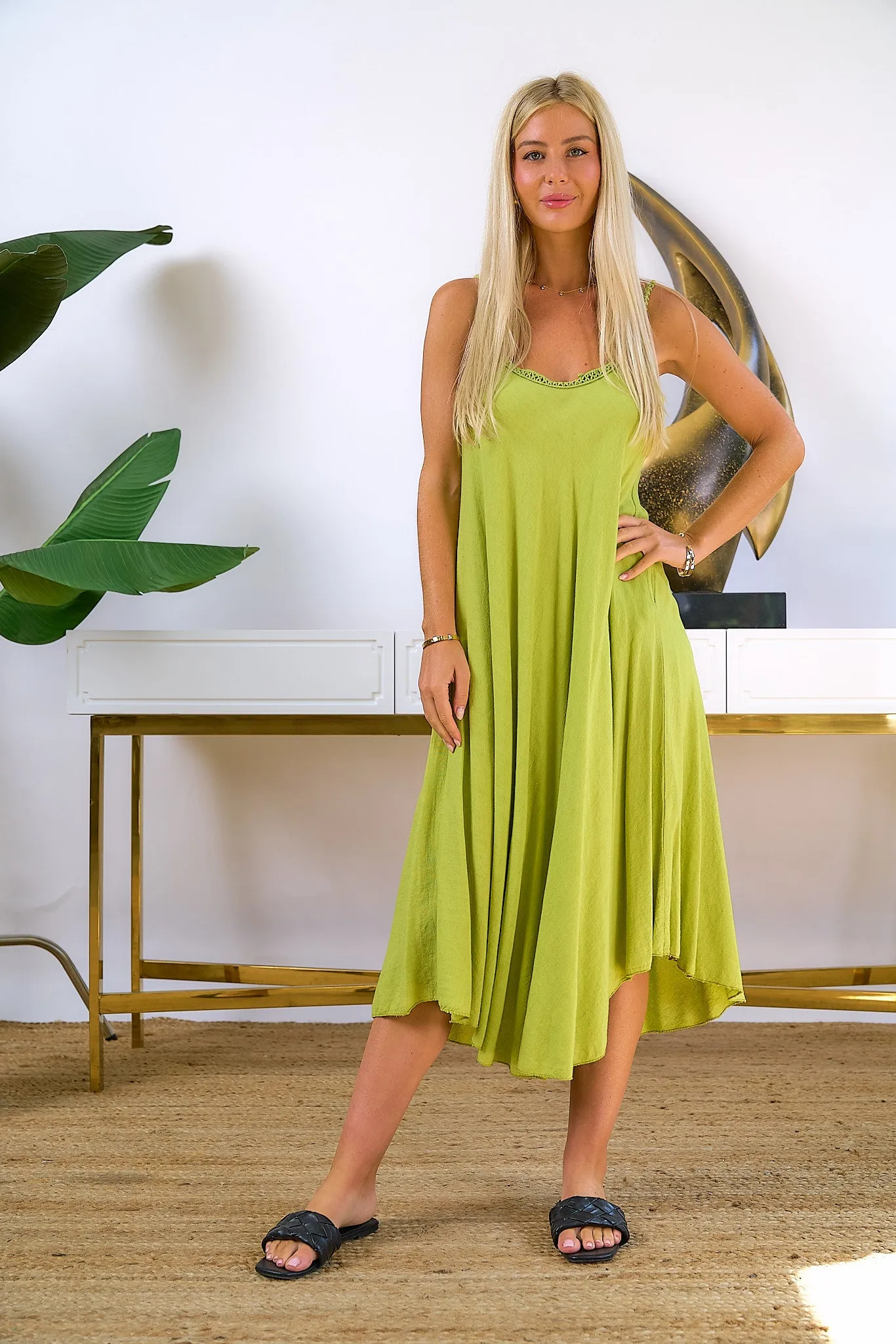 Flowy Green Midi Dress