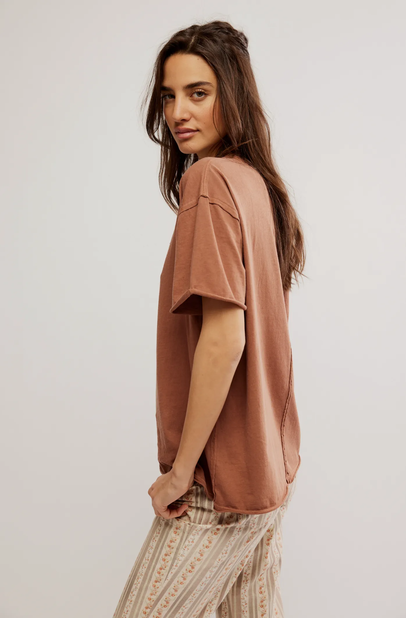 Free People Nina Basic Tee in Tortiose Shell