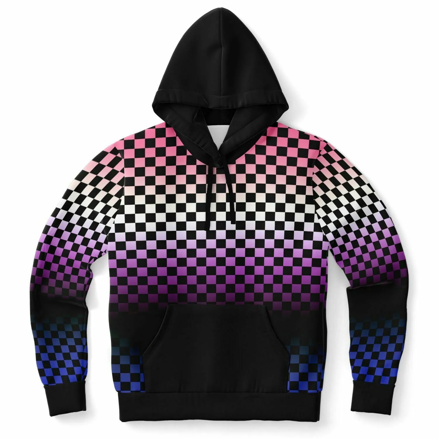 Genderfluid Pride Black Contrast Checkered Pullover Hoodie