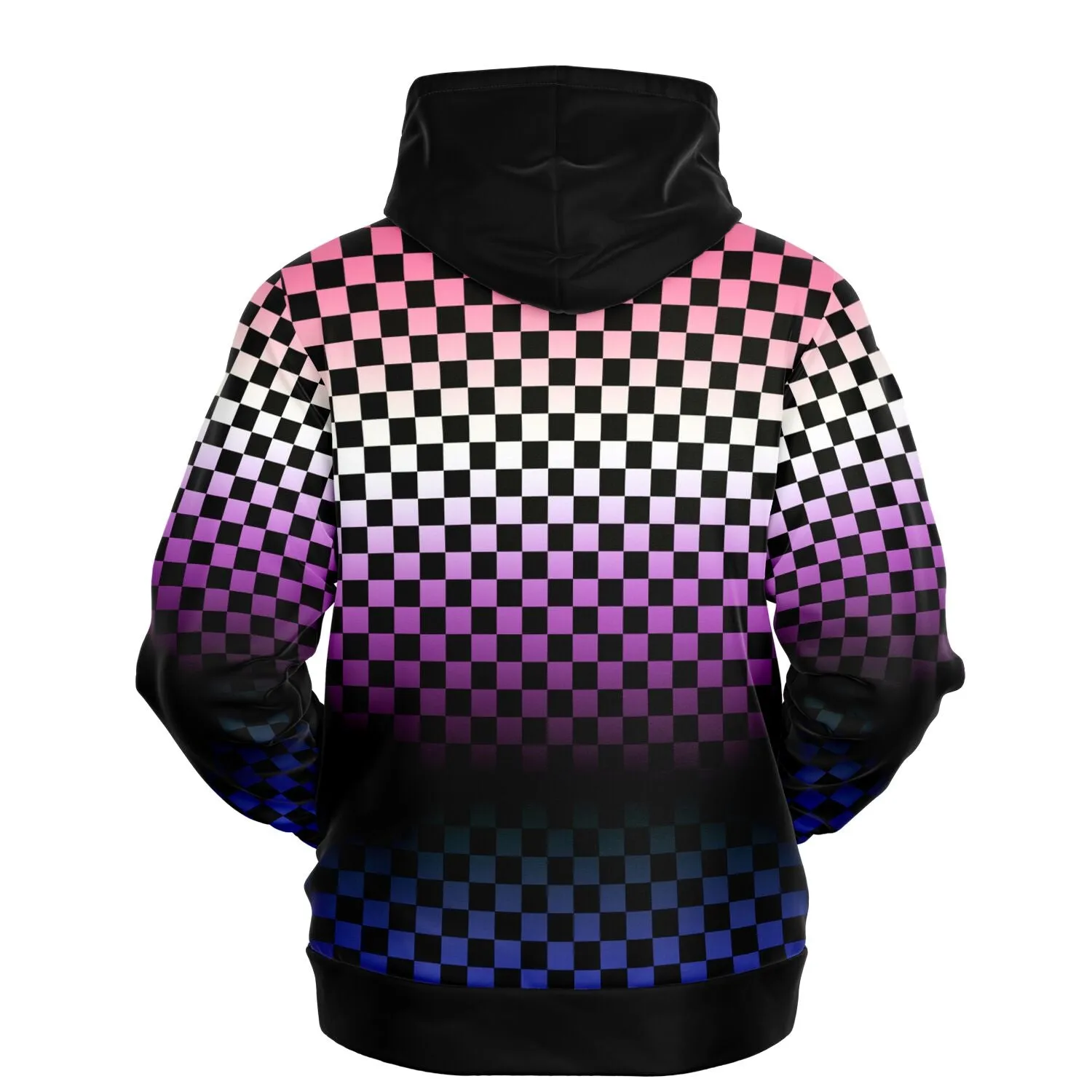 Genderfluid Pride Black Contrast Checkered Pullover Hoodie