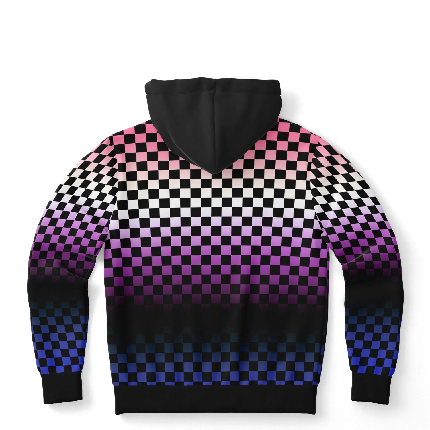 Genderfluid Pride Black Contrast Checkered Pullover Hoodie