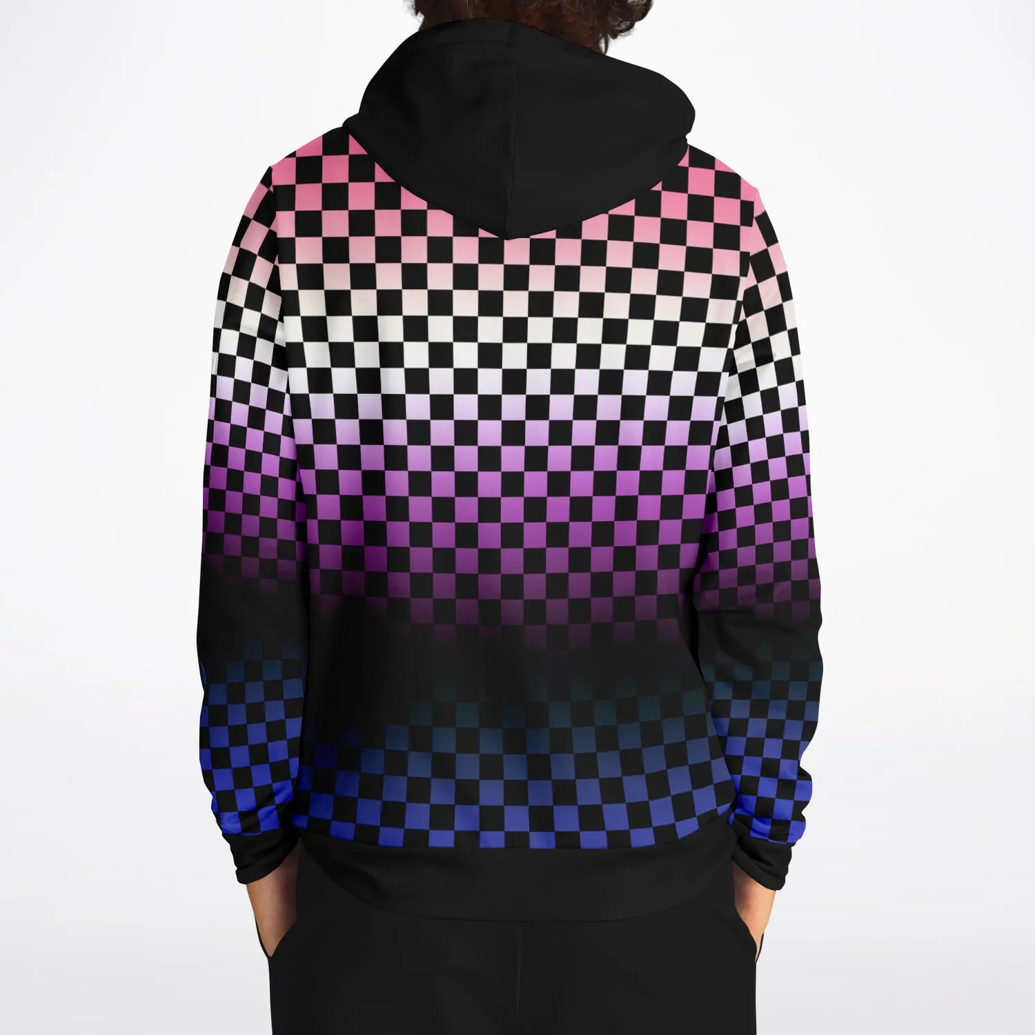 Genderfluid Pride Black Contrast Checkered Pullover Hoodie