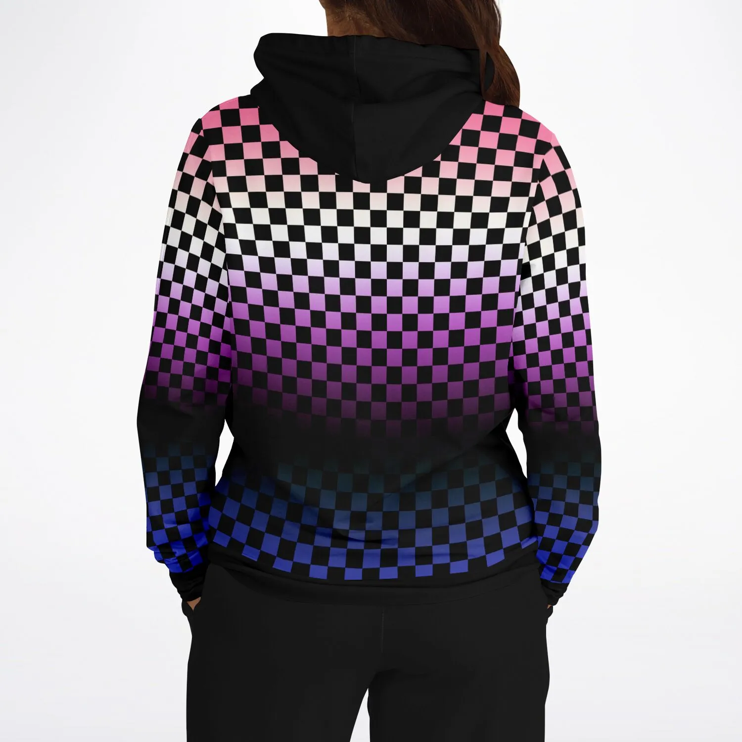 Genderfluid Pride Black Contrast Checkered Pullover Hoodie