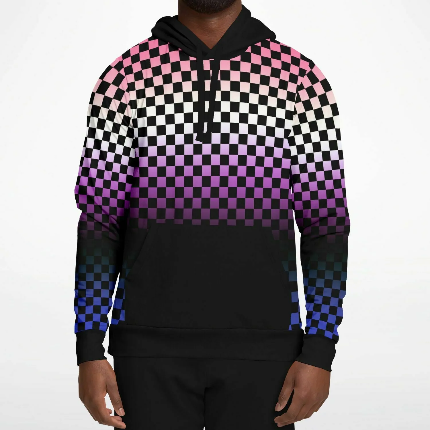 Genderfluid Pride Black Contrast Checkered Pullover Hoodie