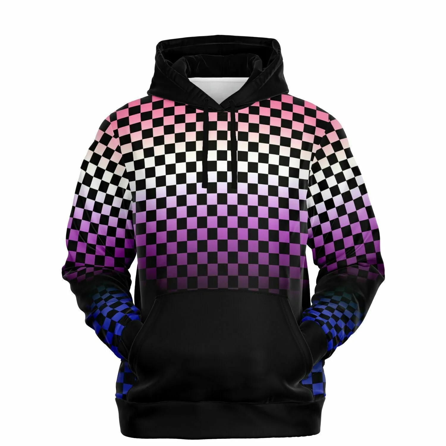 Genderfluid Pride Black Contrast Checkered Pullover Hoodie