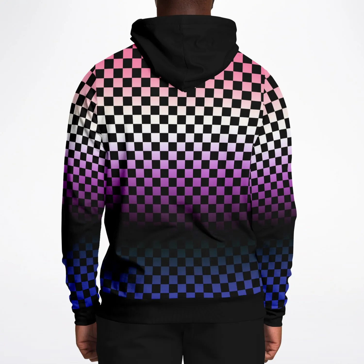 Genderfluid Pride Black Contrast Checkered Pullover Hoodie