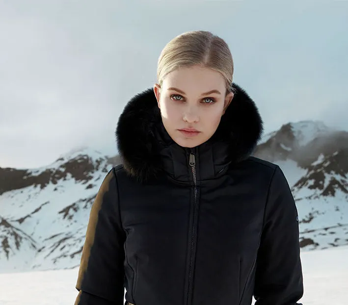 Goldbergh Hida Black Ski Jacket with Fox Fur Trimmed Hood