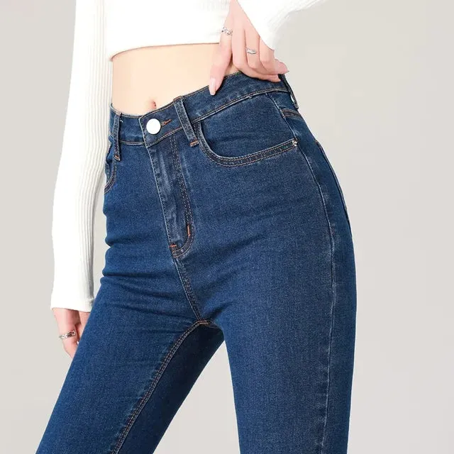 High Waist Stretch Slim Pants Casual Skinny Jeans Female Pencil Denim