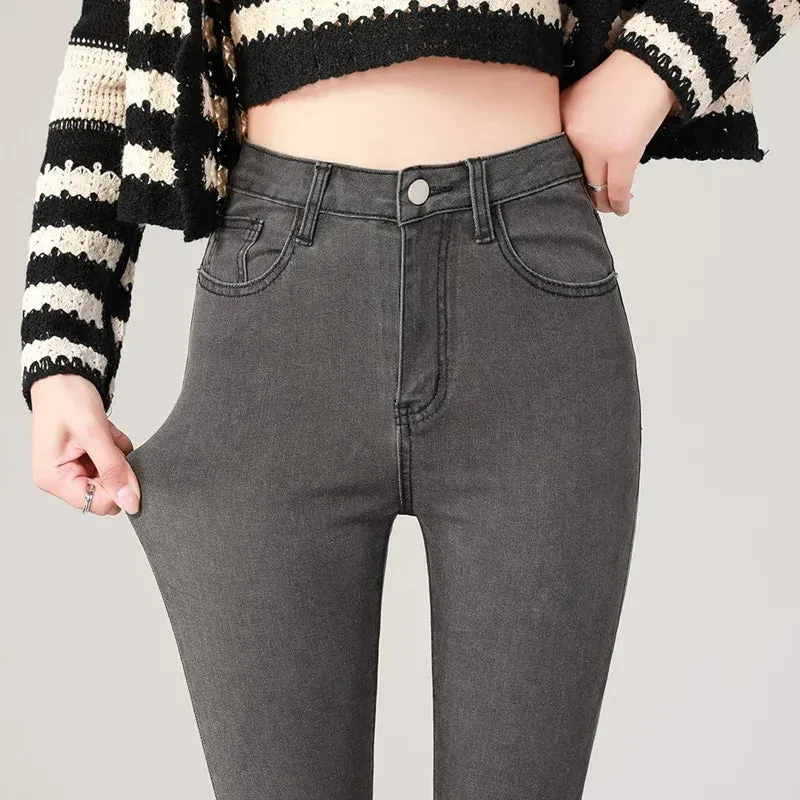 High Waist Stretch Slim Pants Casual Skinny Jeans Female Pencil Denim