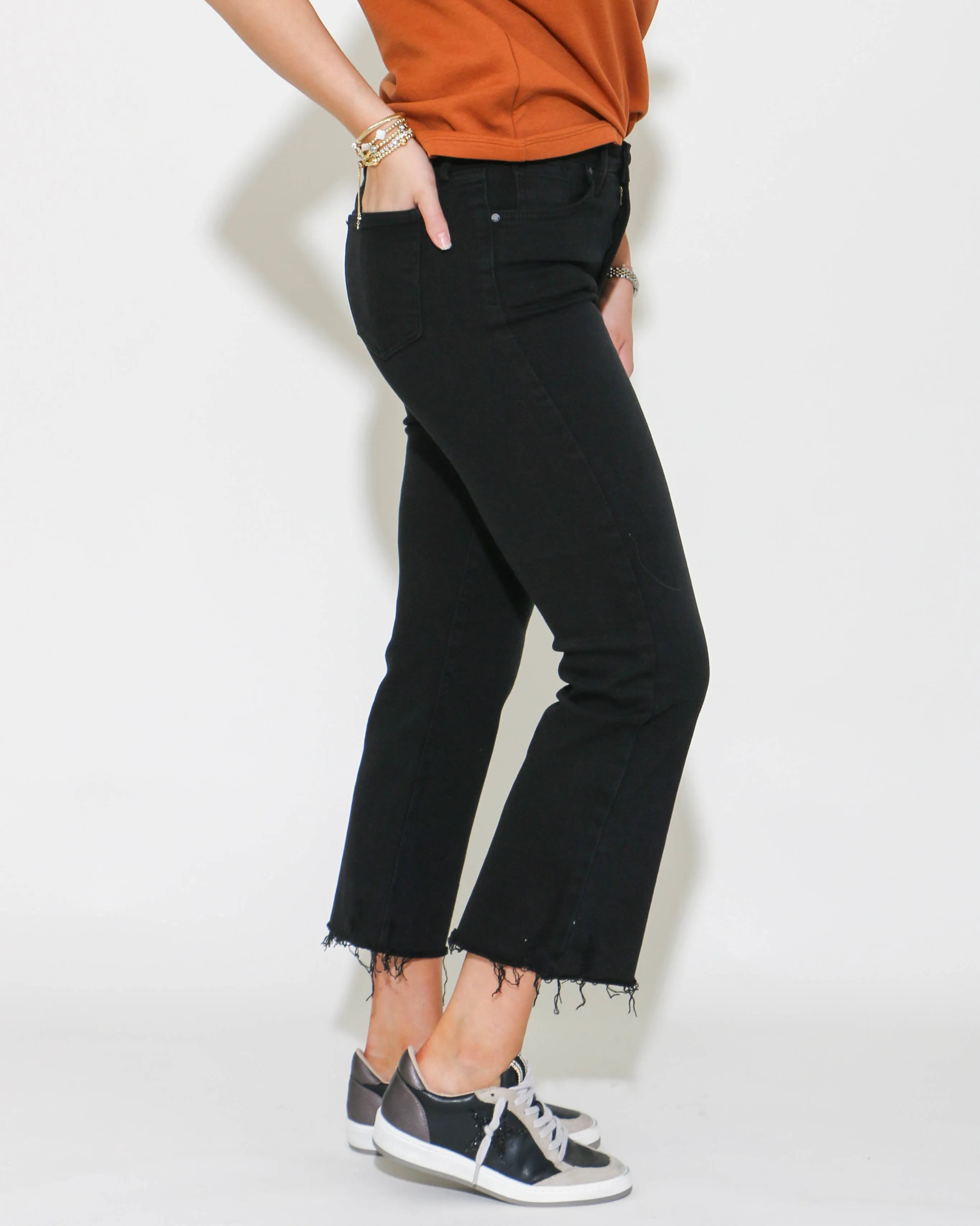 JBD| Black High Rise Crop Flare