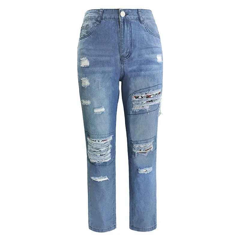 JuliaFashion - 2024 Women Loose Casual Pants Street Wear Wash Denim Pants