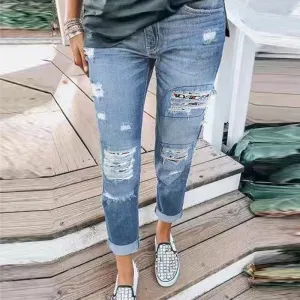 JuliaFashion - 2024 Women Loose Casual Pants Street Wear Wash Denim Pants