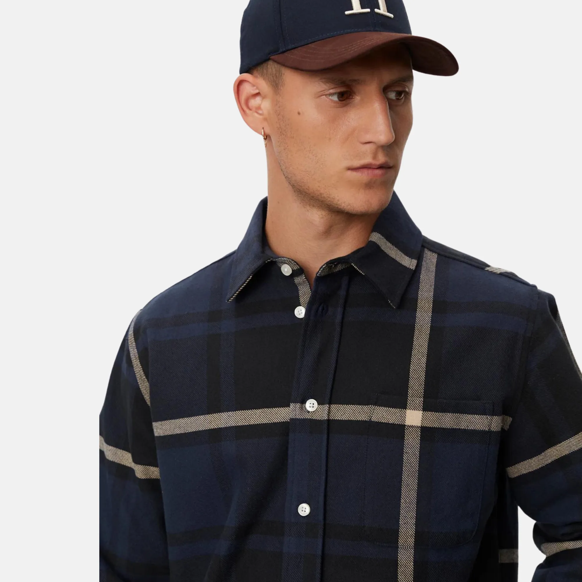 Les Deux Dark Navy Jeremy Flannel Shirt