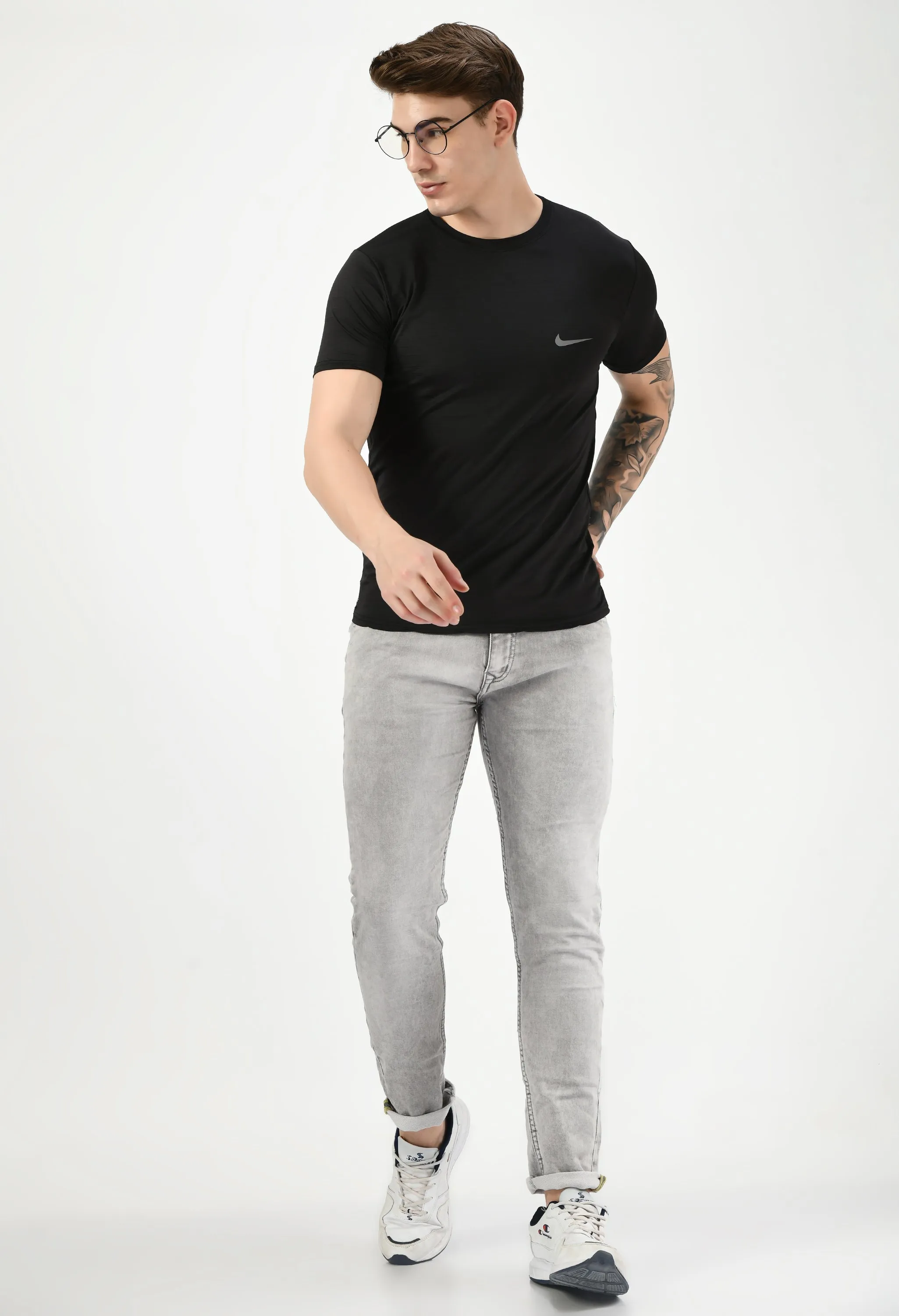 Light Grey Denim Slim Fit Jeans for Men