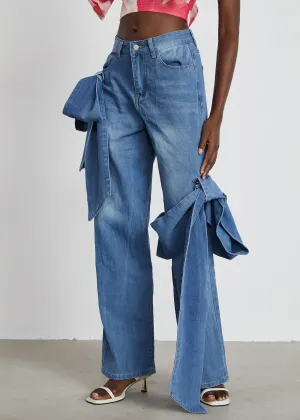 Mandy Bow Decor Wide Leg Jeans