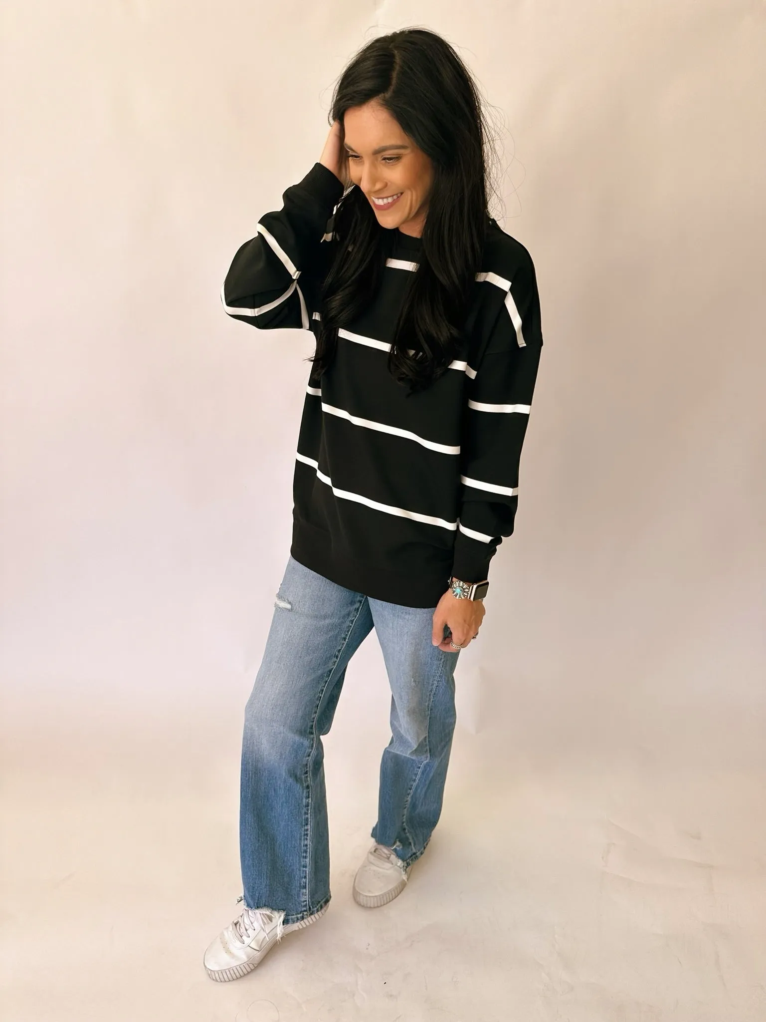 Martina black striped pullover - Thread&Supply