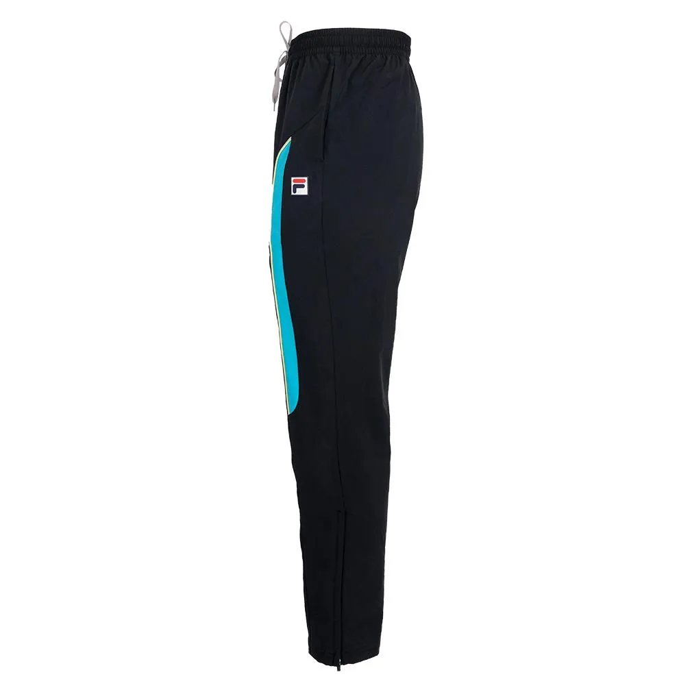 Men's Backspin Track Tennis Pants Black and Hawaiian Ocean