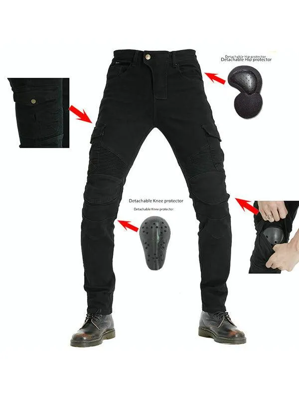 Men's Casual Motorcycle Riding Denim Pants Motorbike Anti-Fall Racing Pants with CE Certified Protective Gear All-Season